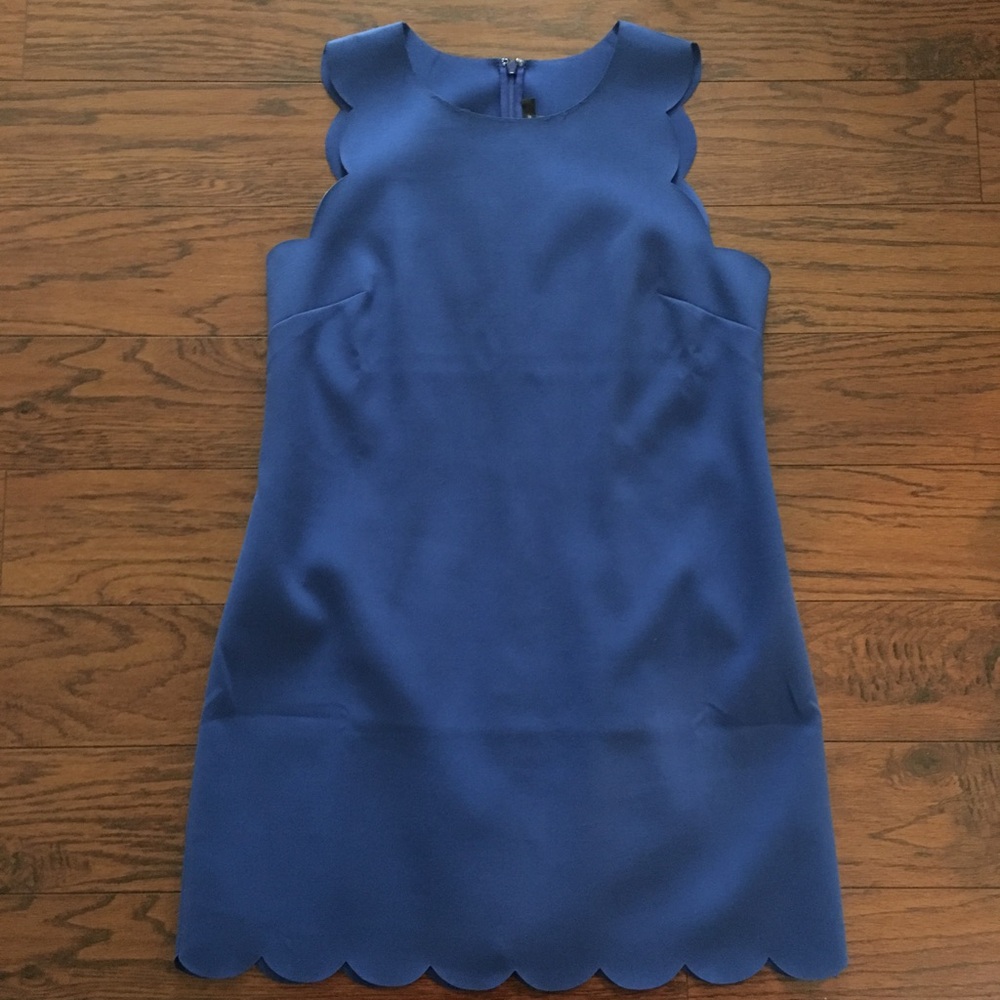 J. Crew Women’s Royal Blue Sleeveless Scalloped Shift Dress Size 12